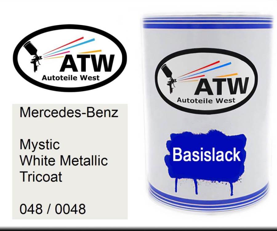 Mercedes-Benz, Mystic White Metallic Tricoat, 048 / 0048: 500ml Lackdose, von ATW Autoteile West.